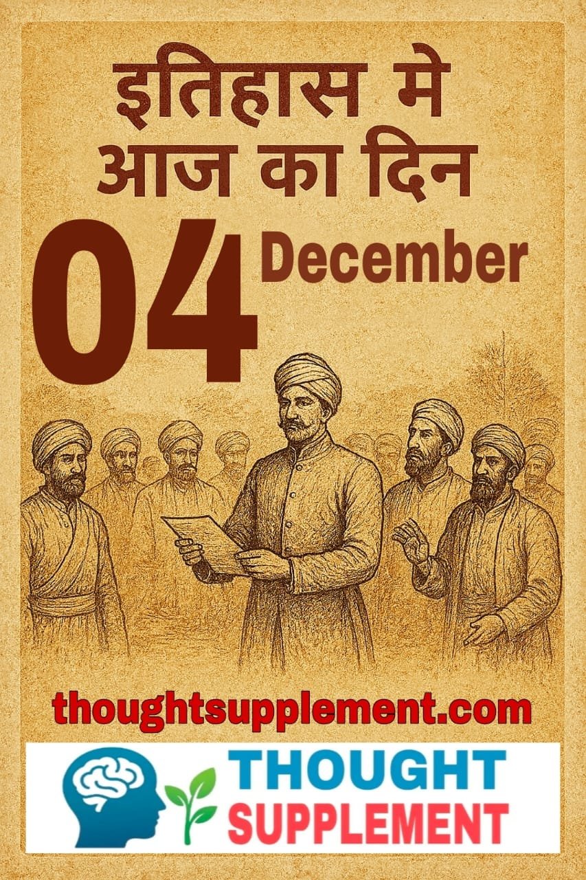 04 दिसंबर : इतिहास में आज का दिन | Top 70 प्रमुख घटनाएँ (विश्व + भारत)