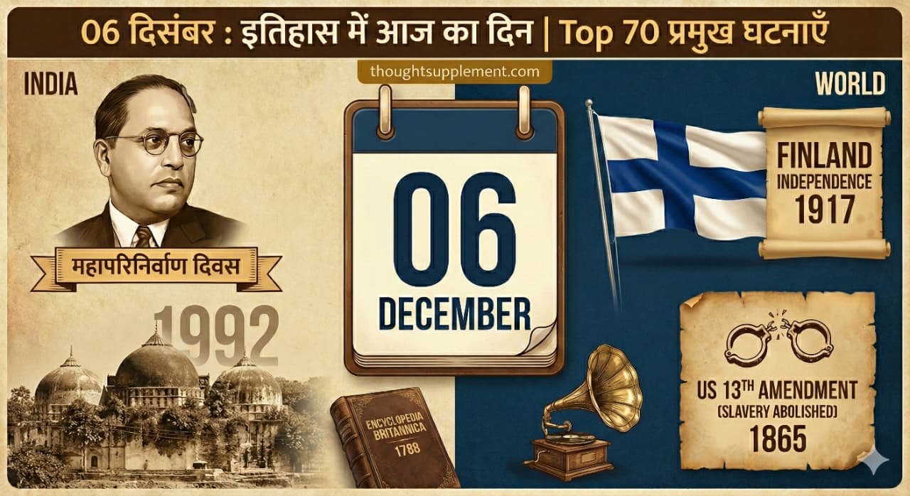06 दिसंबर का इतिहास | महापरिनिर्वाण दिवस और बाबरी विध्वंस | Top 70 Events