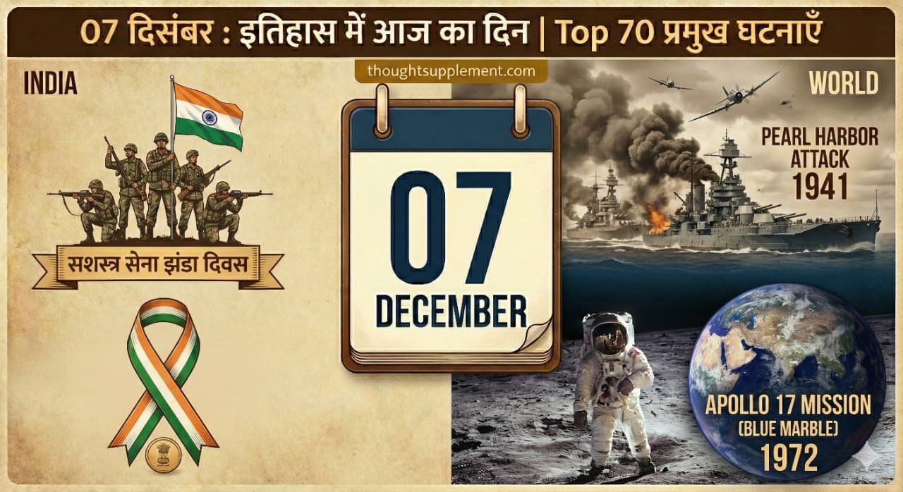 07 दिसंबर का इतिहास | महापरिनिर्वाण दिवस और बाबरी विध्वंस | Top 70 Events